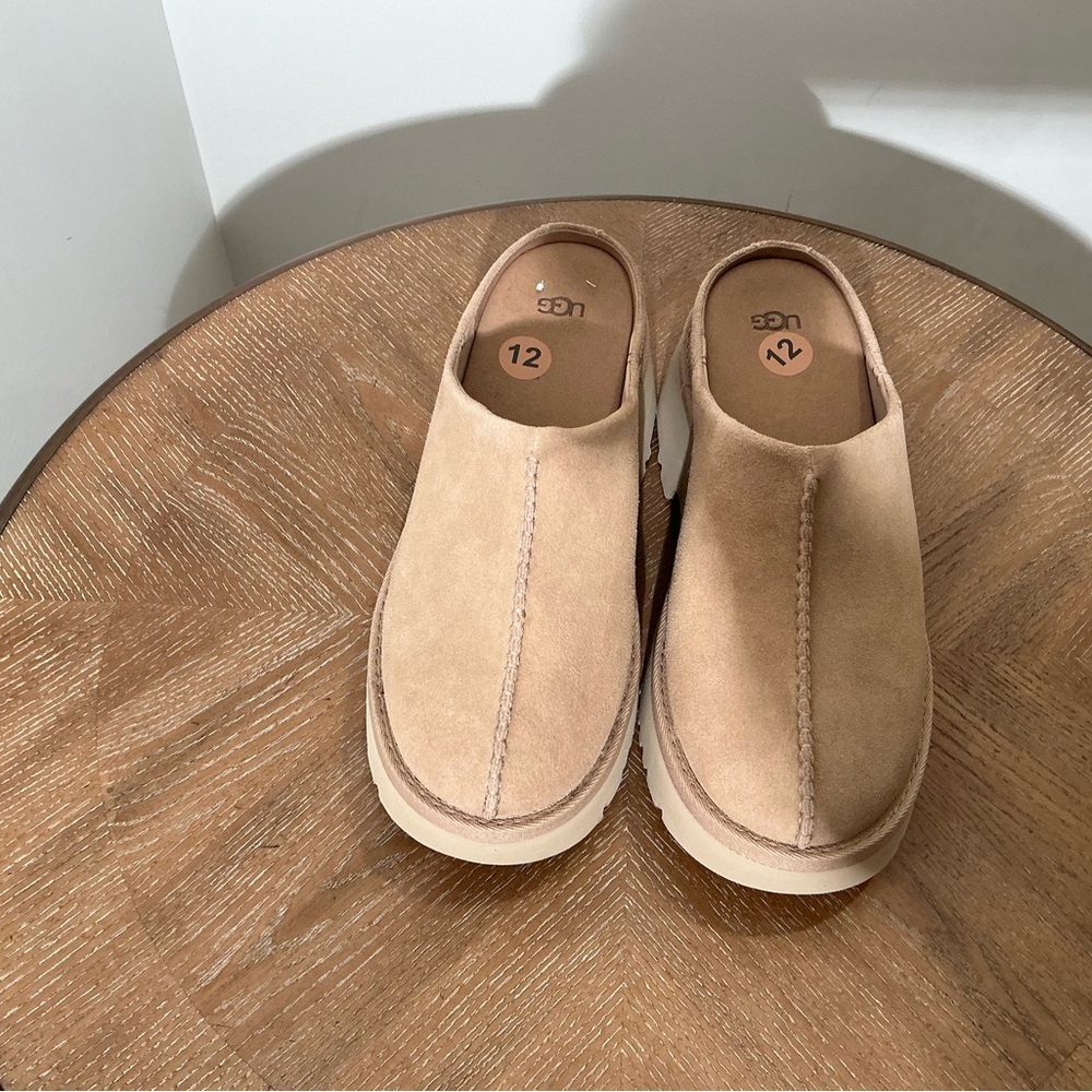 Ugg New Height Clog Women's Platform Suede Slip-On In Sand Size 12. NEW - Picture 5 of 6